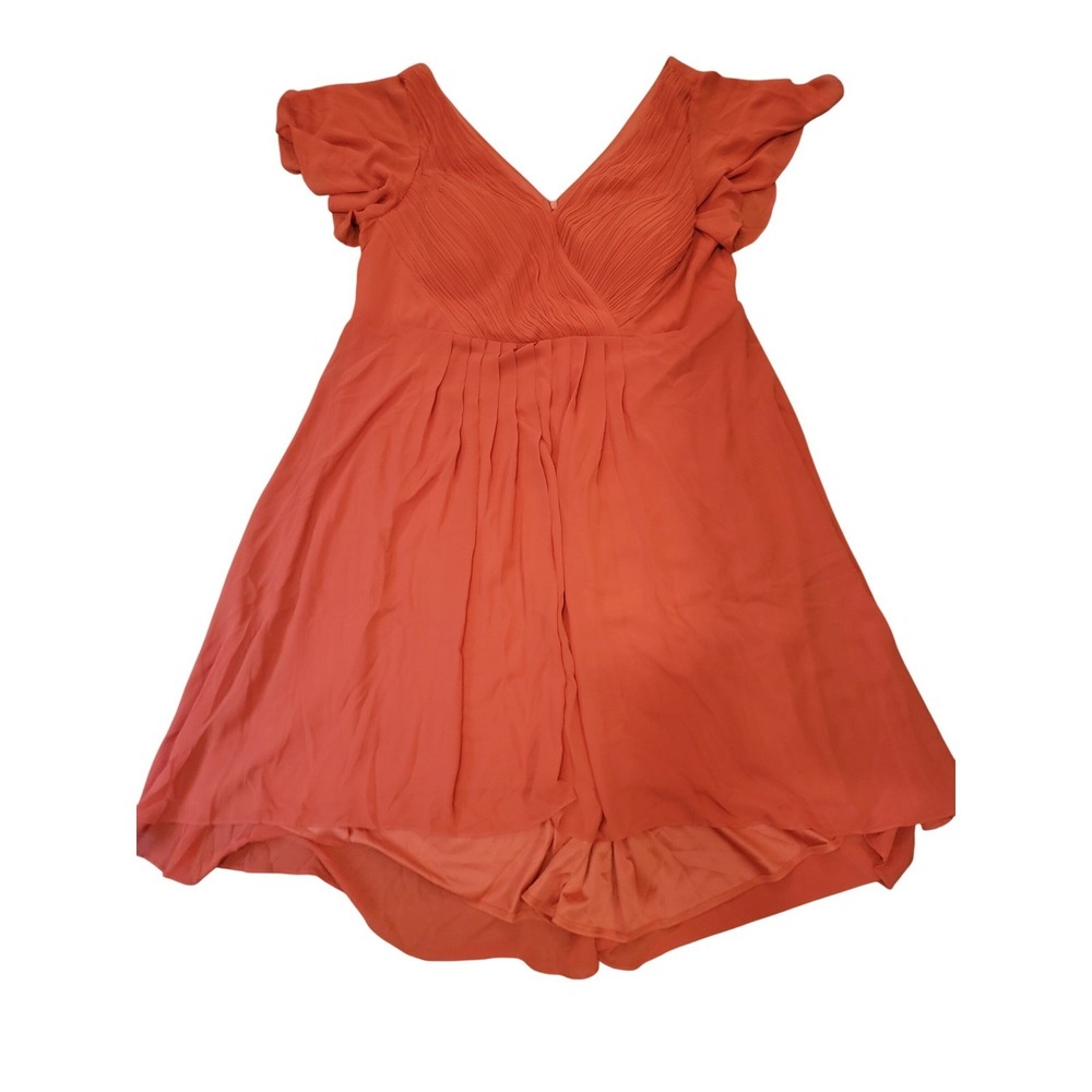 Ever Pretty Burnt Orange Chiffon Pleated High Low Formal Dress US 22 - Picture 2 of 5